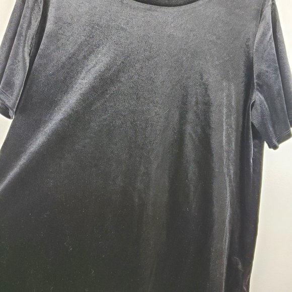 Old Navy Women's Black Velour Short Sleeve Round Neck Top Spring L Large - Picture 3 of 9